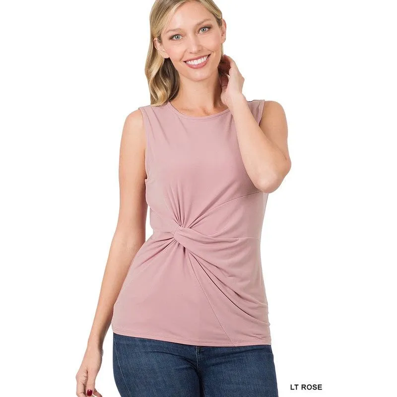 ITY KNOT-FRONT SLEEVELESS TOP