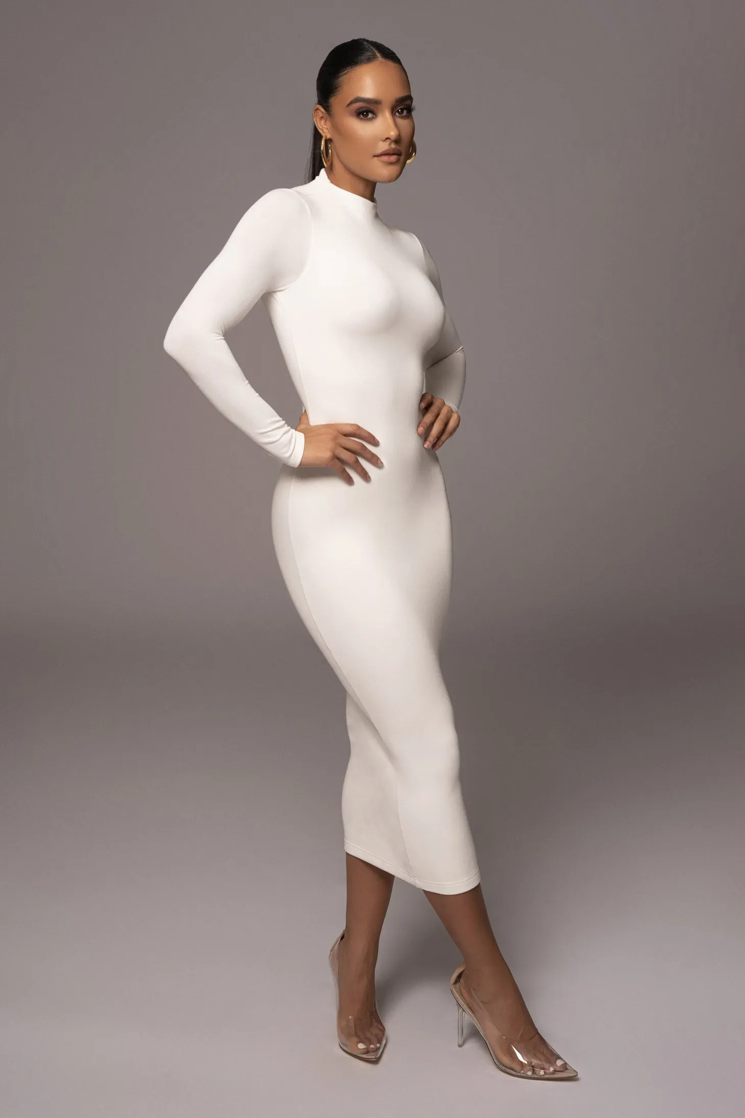 Ivory Shaye Mock Neck Dress
