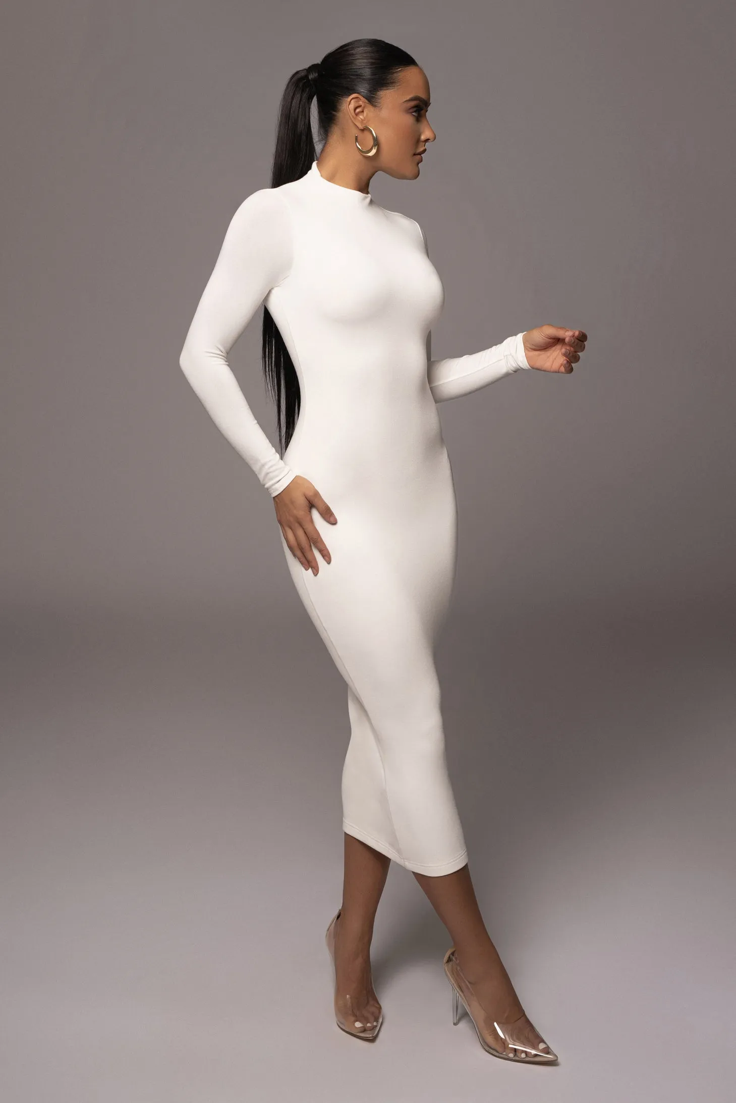 Ivory Shaye Mock Neck Dress