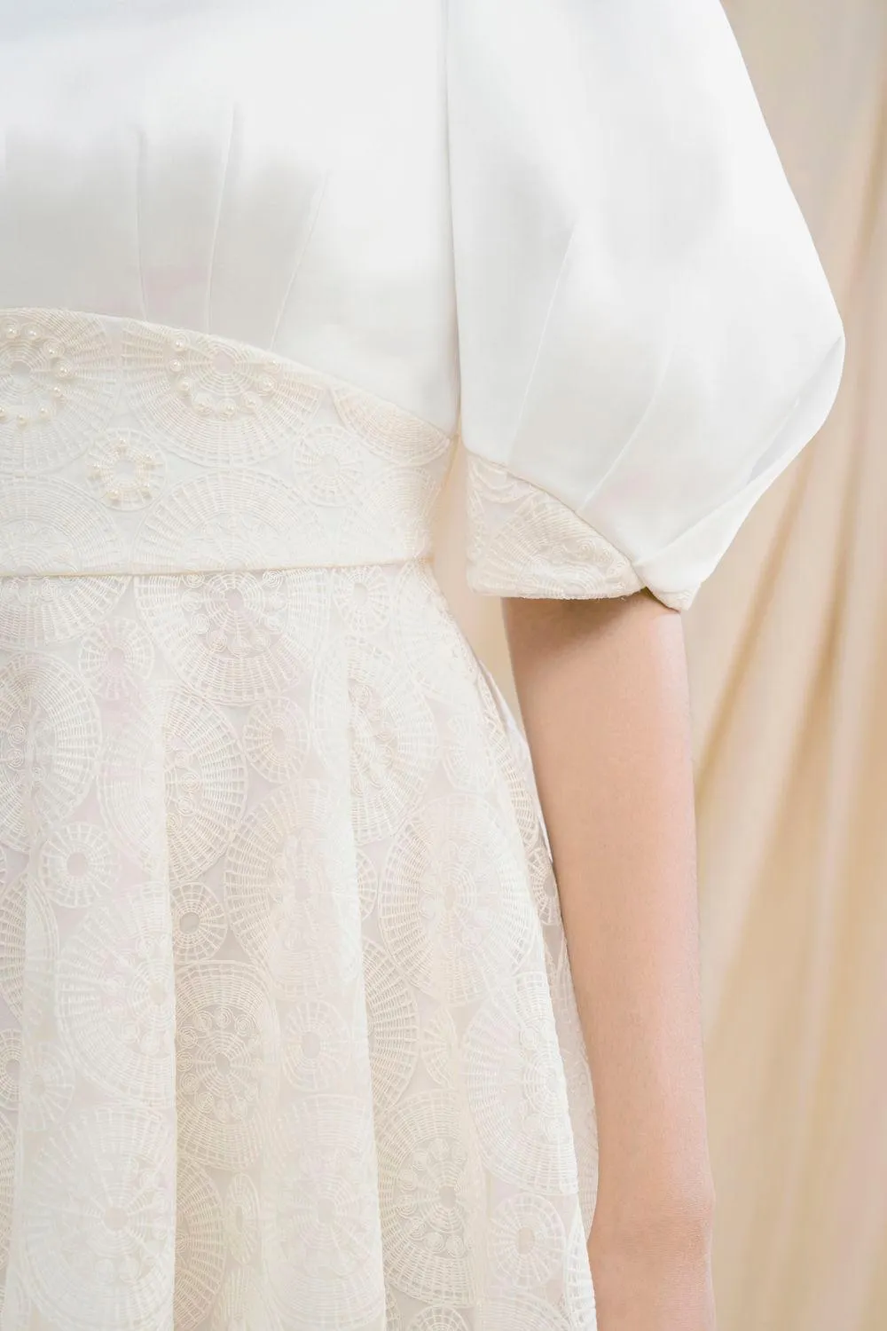 Jane A-line Square Neck Silk Lace Midi Dress