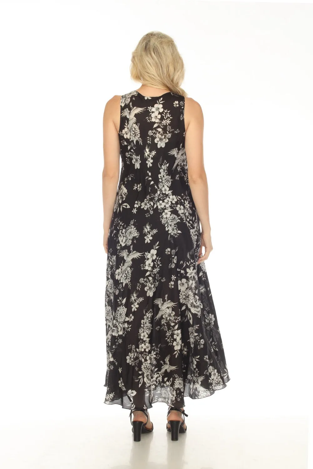 Johnny Was Dreamer Silk Bias Floral V-Neck Maxi Dress Boho Chic R30923