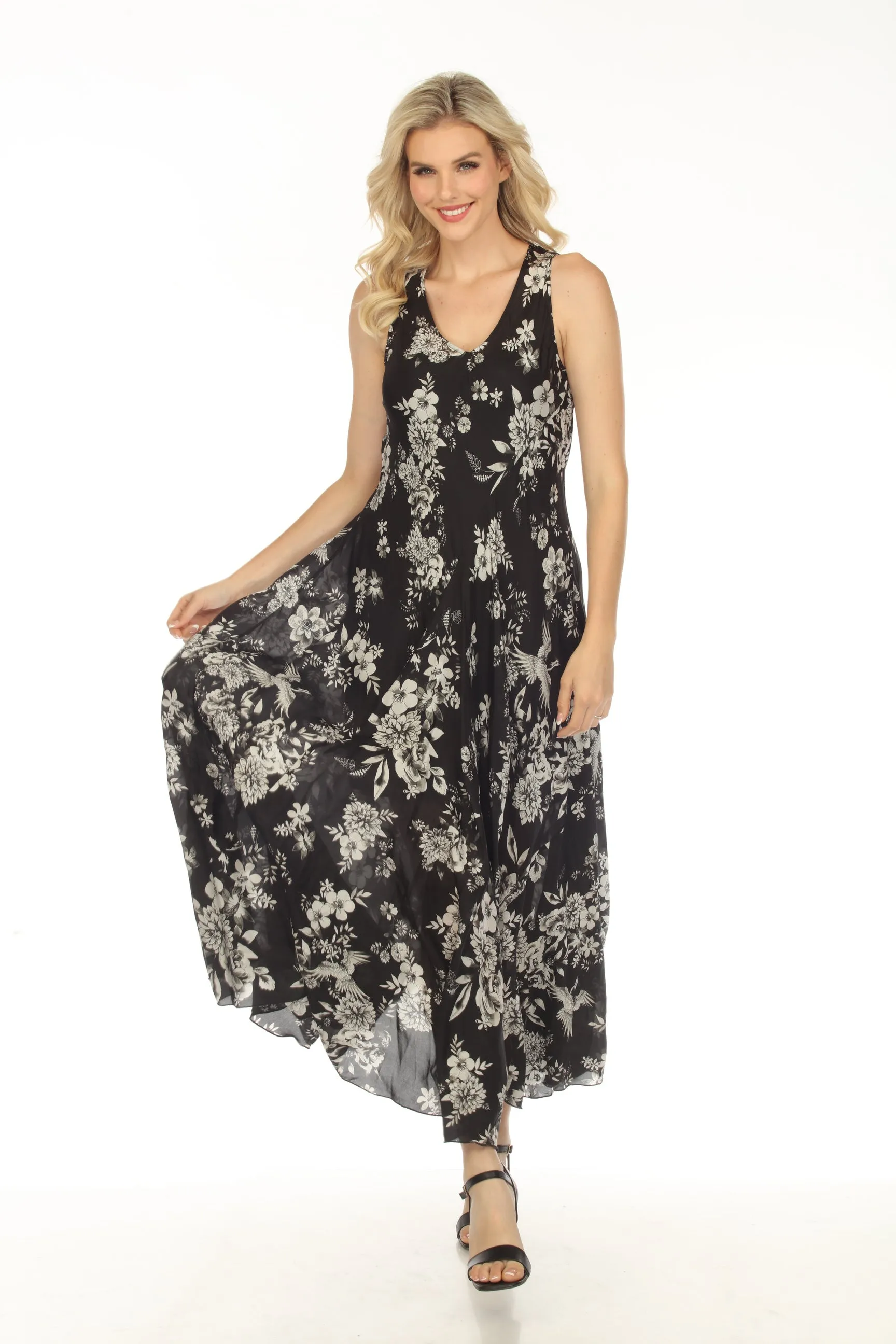 Johnny Was Dreamer Silk Bias Floral V-Neck Maxi Dress Boho Chic R30923