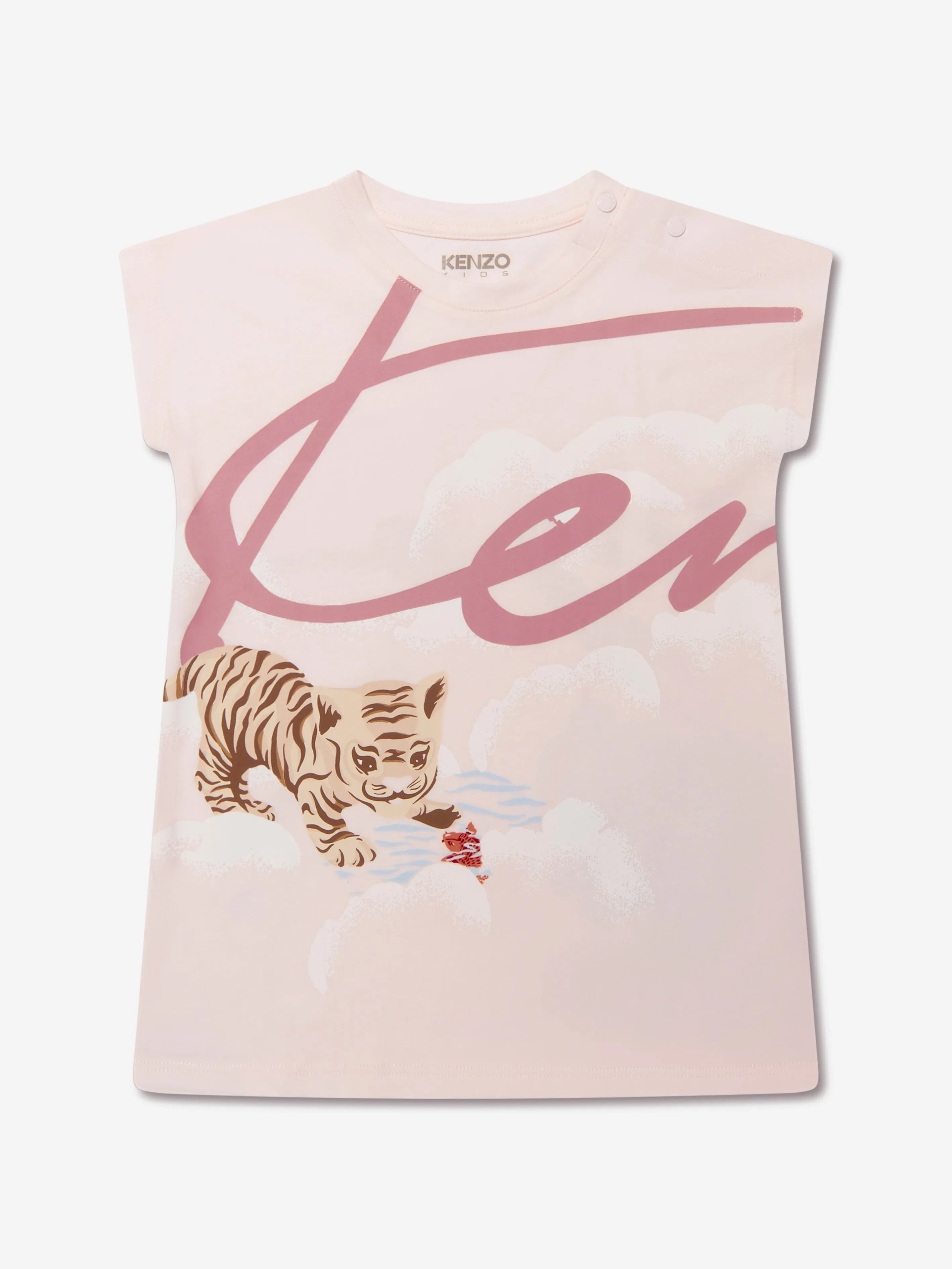KENZO Baby Girls Organic Cotton Dress And Hat Set in Pink