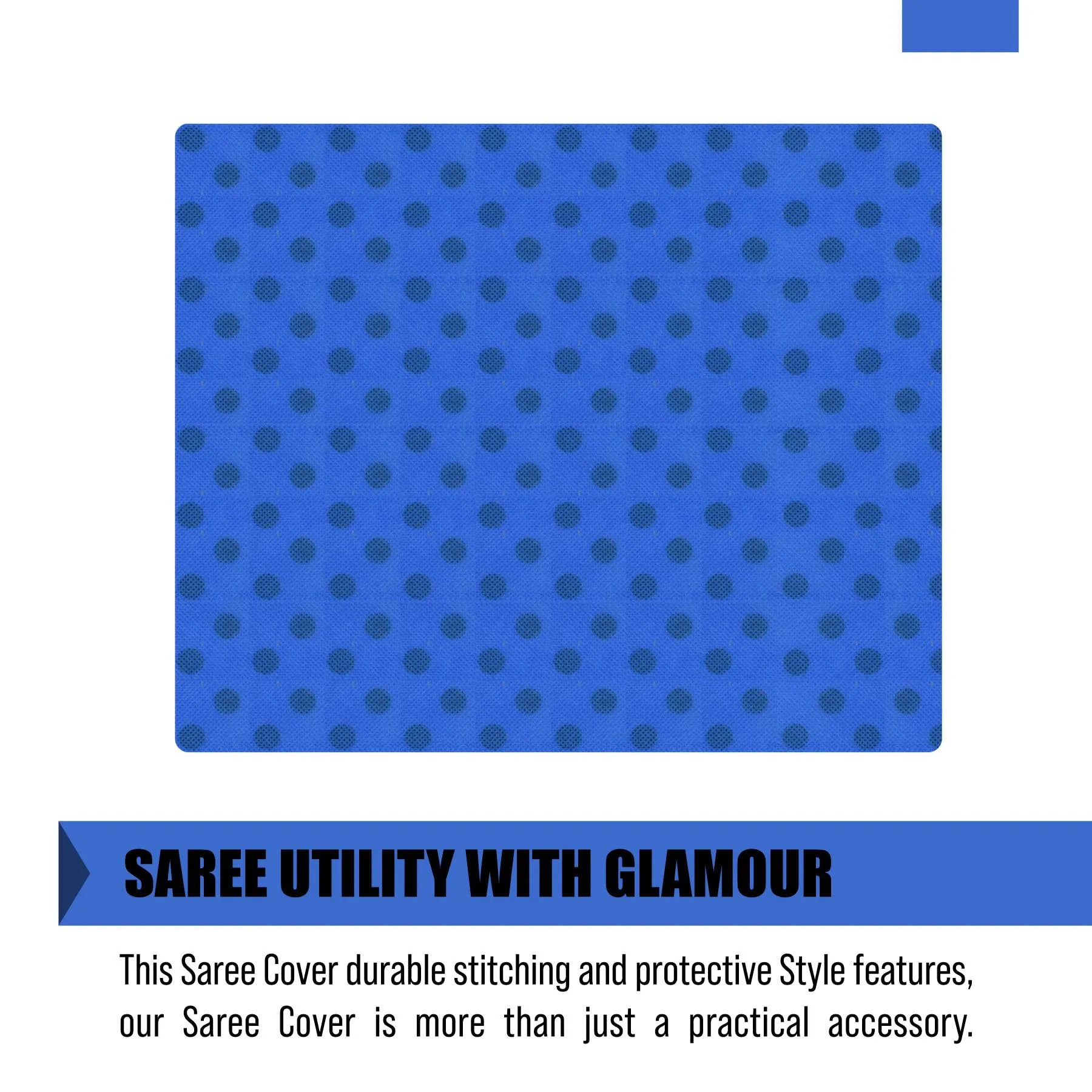 Kuber Industries Saree Cover | Clothes Storage Bag | Single Packing Saree with Zip Closure | Wardrobe Organizer | Cloth Stoarge Organizer | Dot Design | Pack of 12 | Blue
