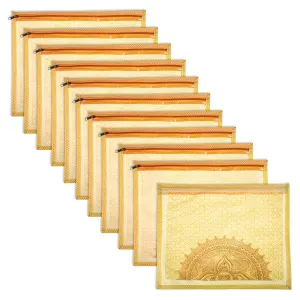 Kuber Industries Saree Cover | Clothes Storage Bag | Single Packing Saree with Zip Closure | Wardrobe Organizer | Cloth Storage Organizer | Rangoli Design | Pack of 12 | Cream