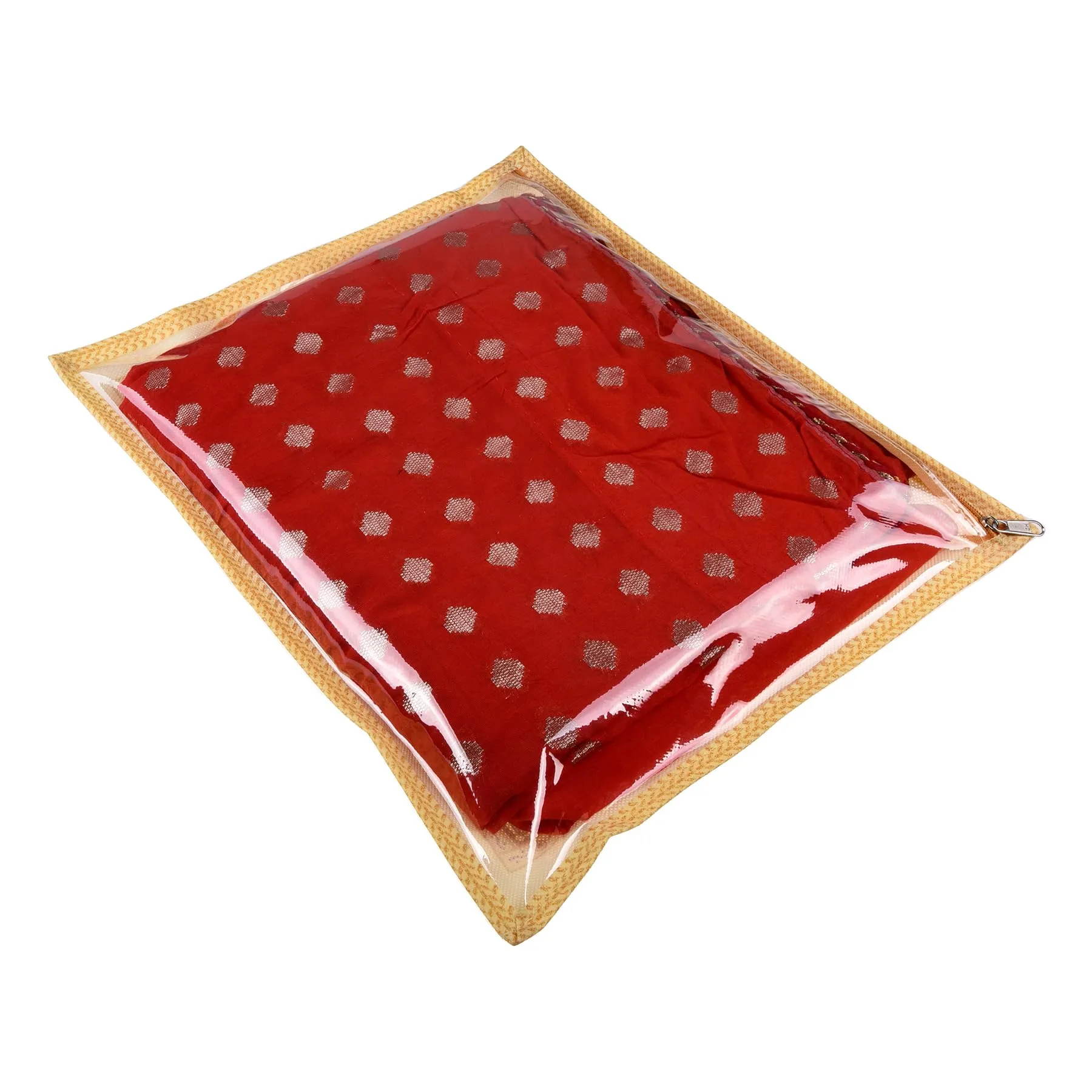 Kuber Industries Saree Cover | Clothes Storage Bag | Single Packing Saree with Zip Closure | Wardrobe Organizer | Cloth Storage Organizer | Rangoli Design | Pack of 12 | Cream