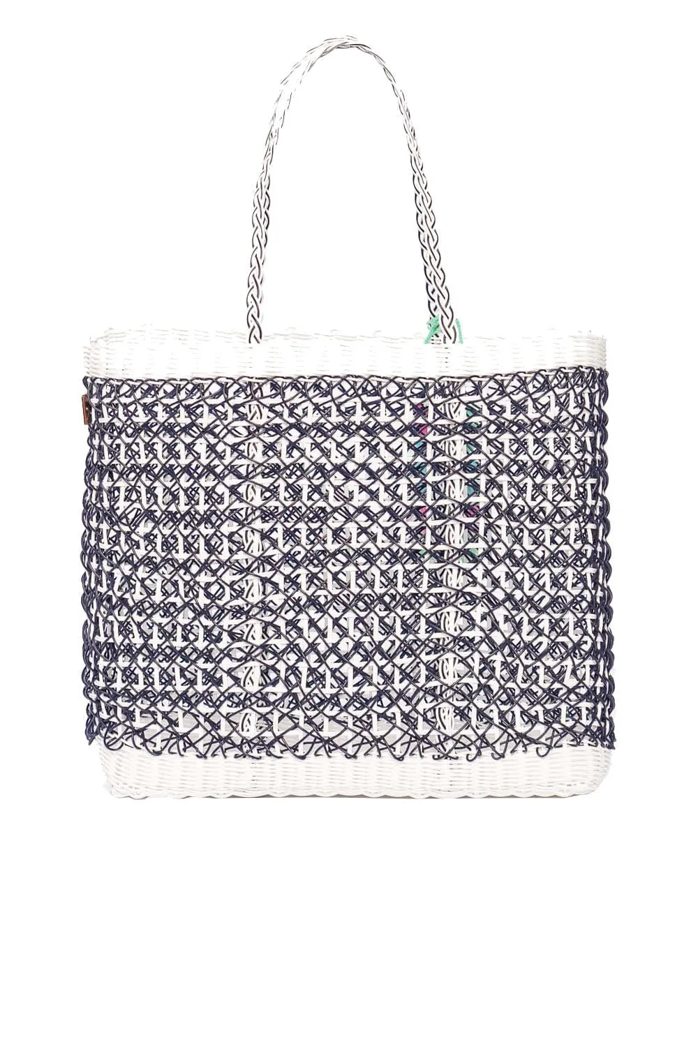 Large Navy Coastal Cable Citron Tote