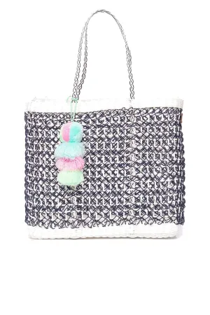 Large Navy Coastal Cable Citron Tote