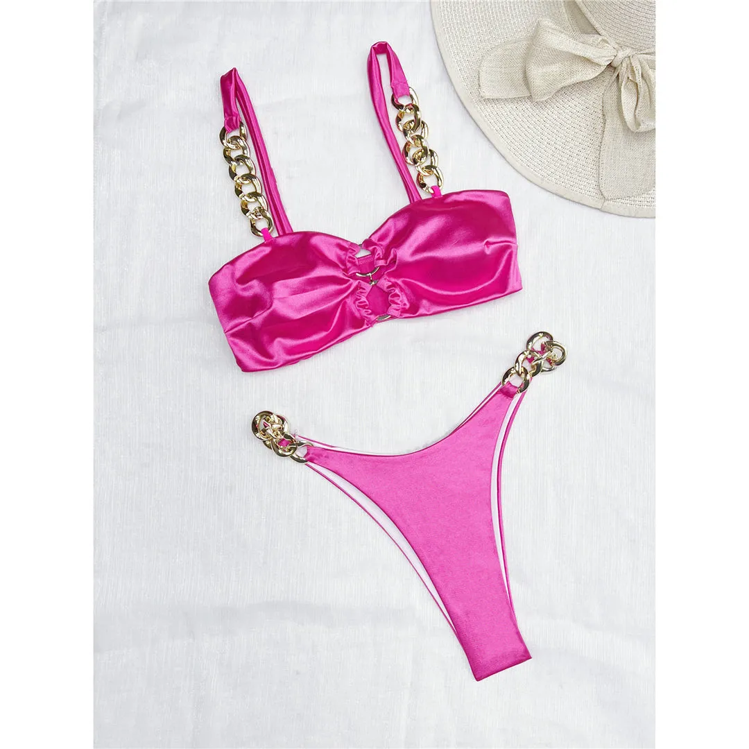 Laura Sexy Metal Rings Brazilian High Cut Bikini