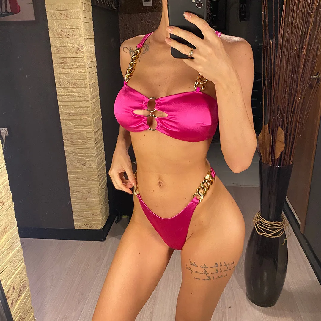 Laura Sexy Metal Rings Brazilian High Cut Bikini