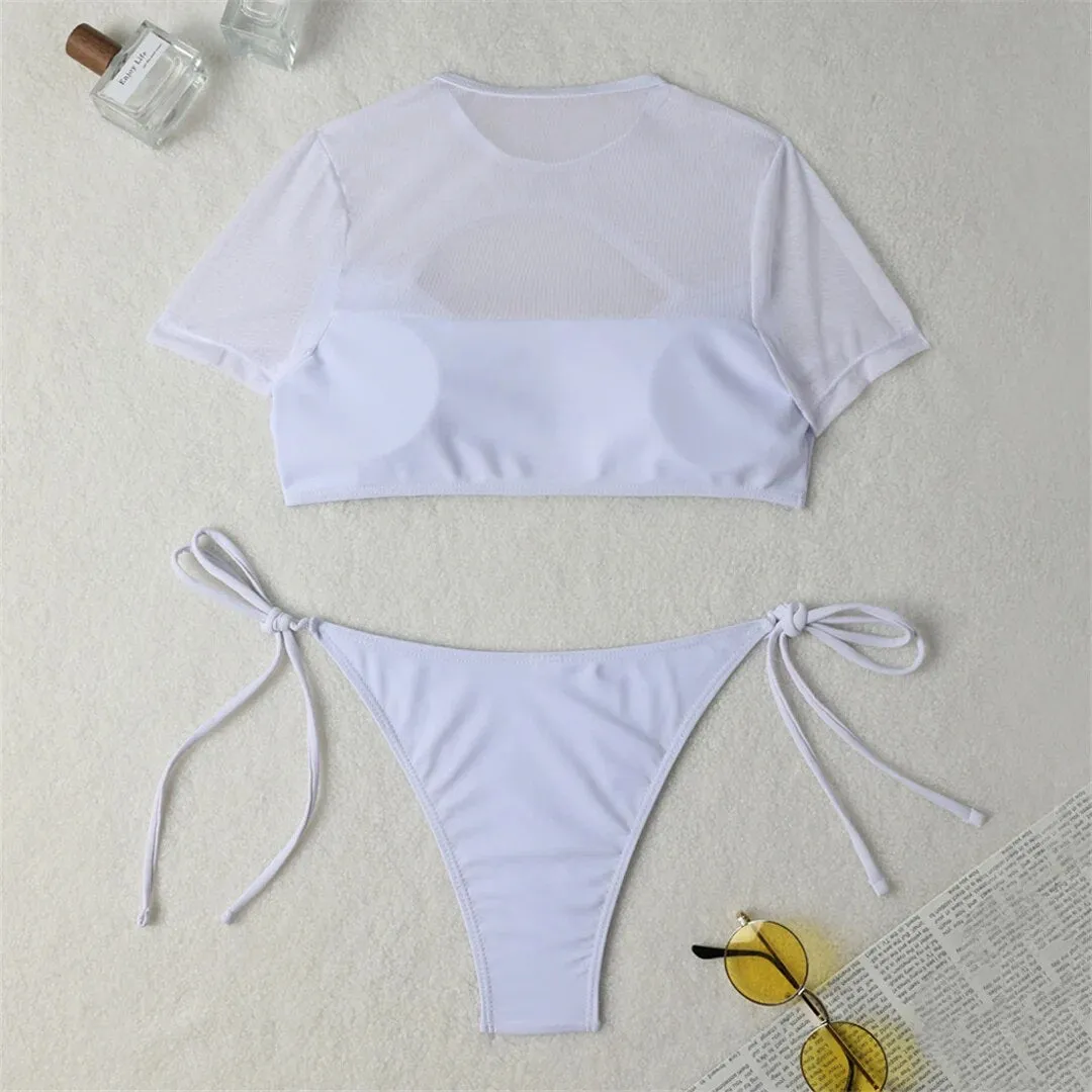 Leah Sexy Cut Out Short Sleeve Bikini