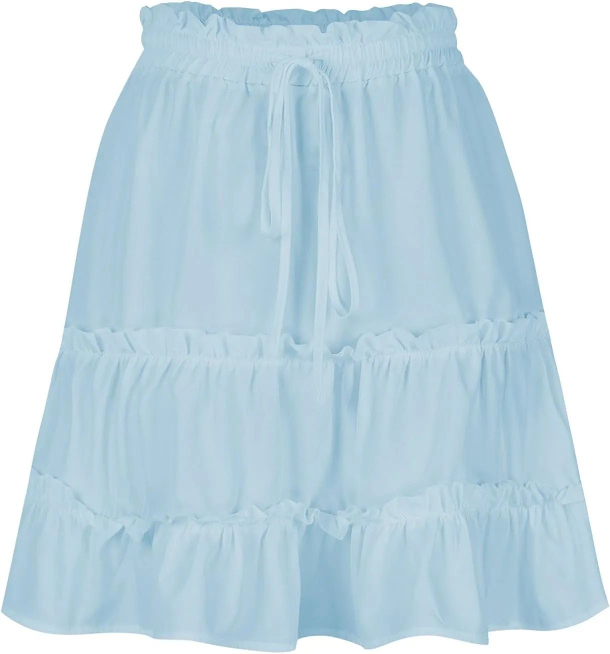 Lightweight Skirts for Women with Drawstring Layered Soft Flowy Swing High Waist Trendy Summer Beach Skirt