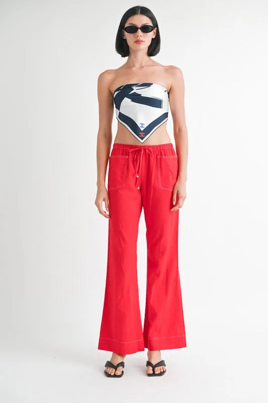 LINEN BOW TIE PANTS