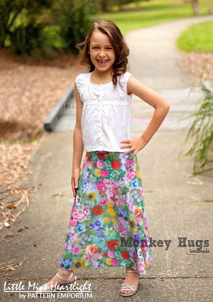 Little Miss Heartlight | Girls Flared Skirt Sewing Pattern