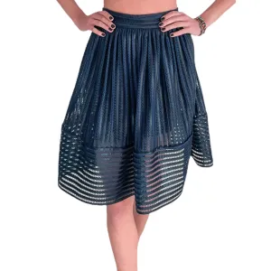 Maje Mesh Navy Mid length skirt
