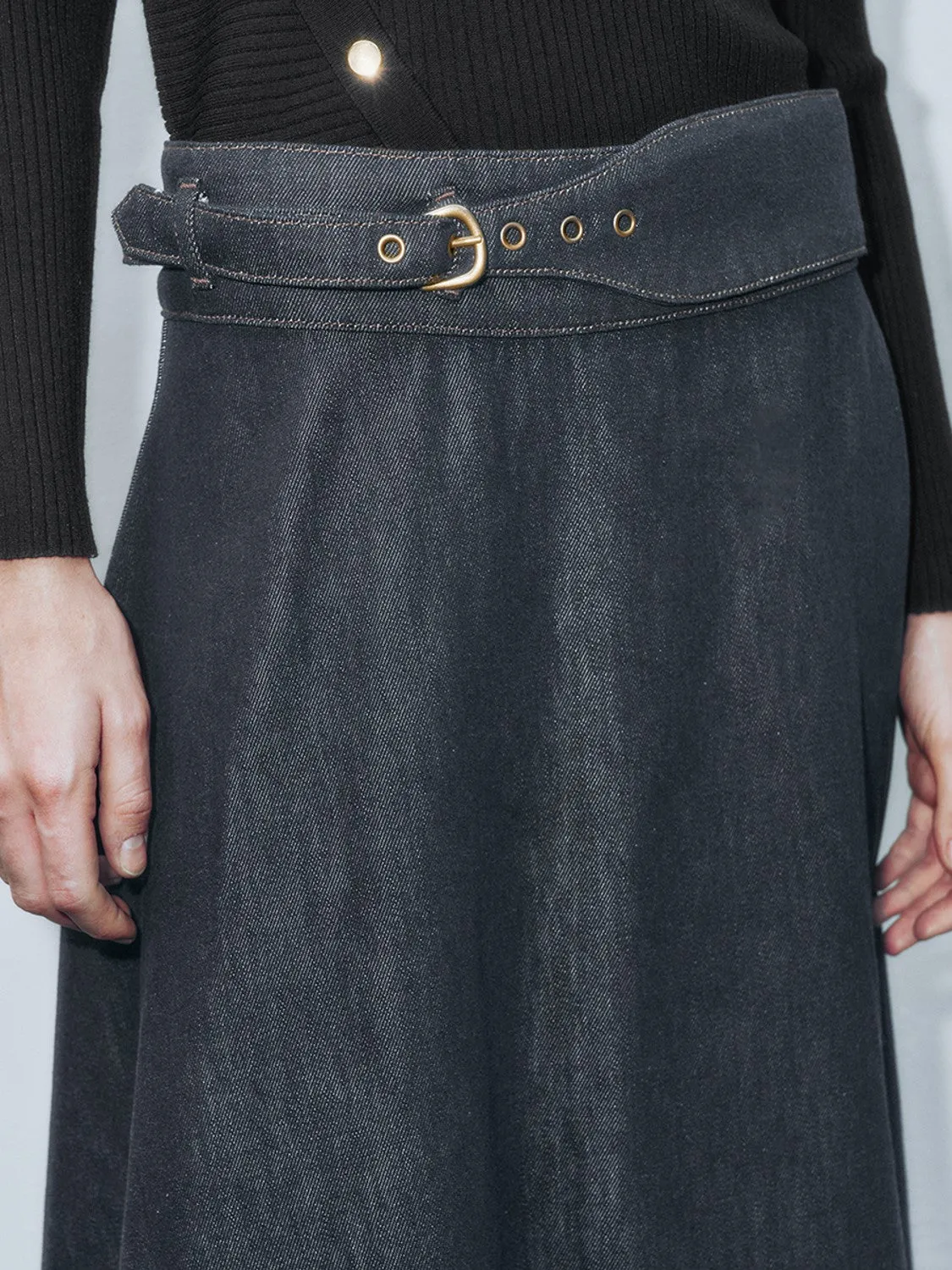 Maxi Denim Flared Skirts