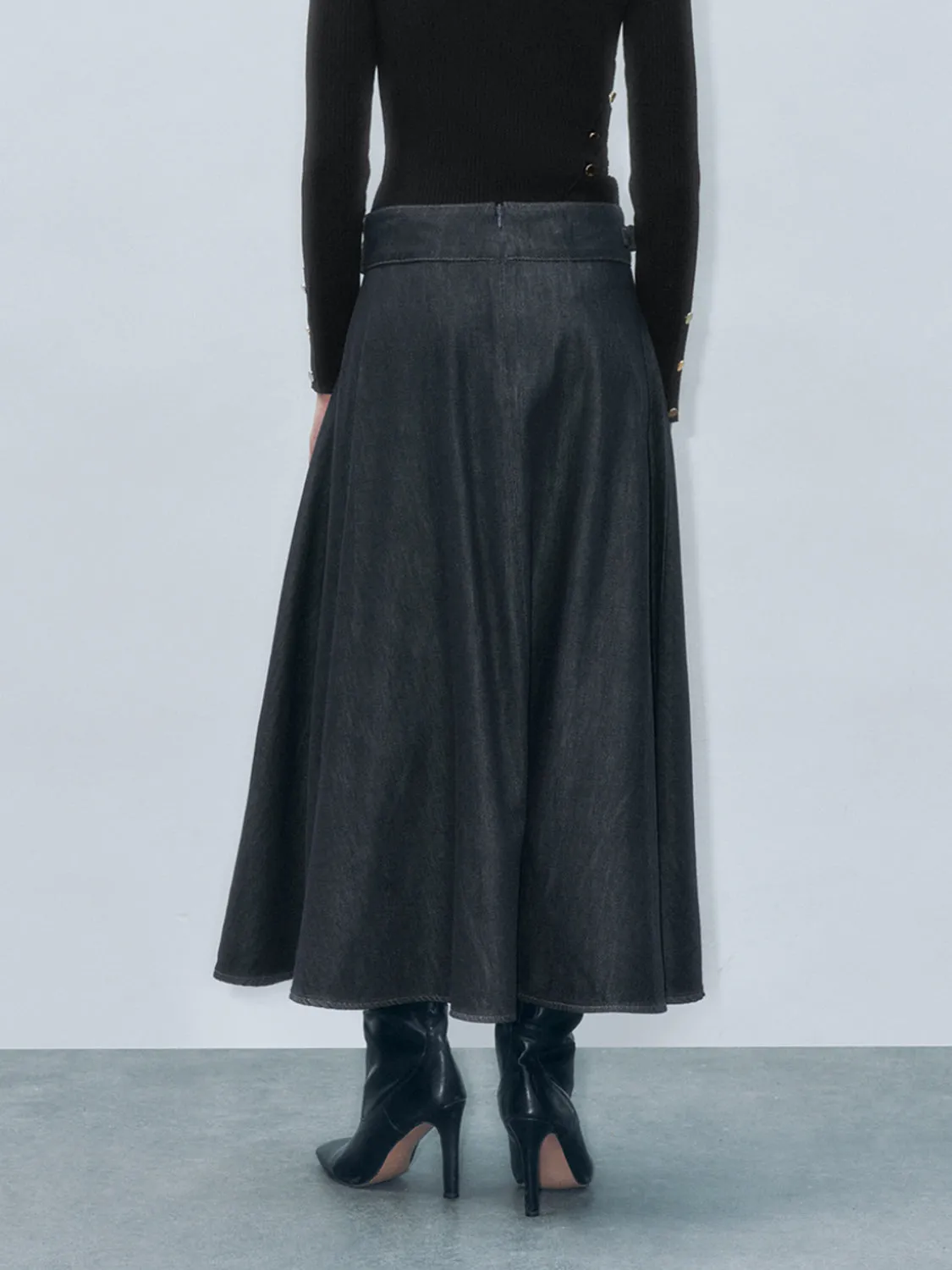 Maxi Denim Flared Skirts