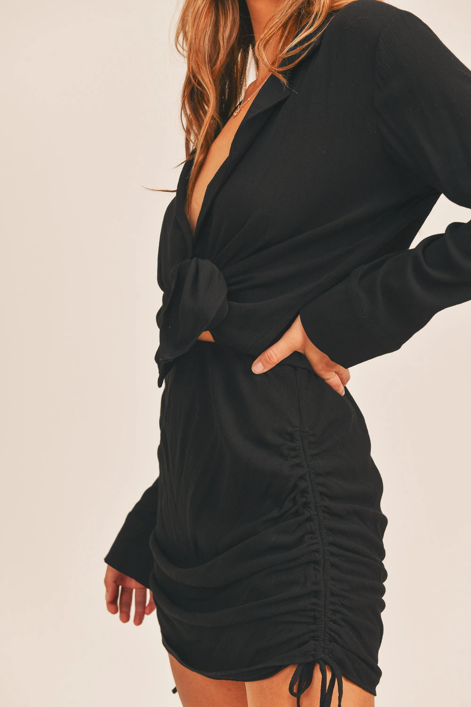 MILENA TIE SHIRT AND SKIRTS SET