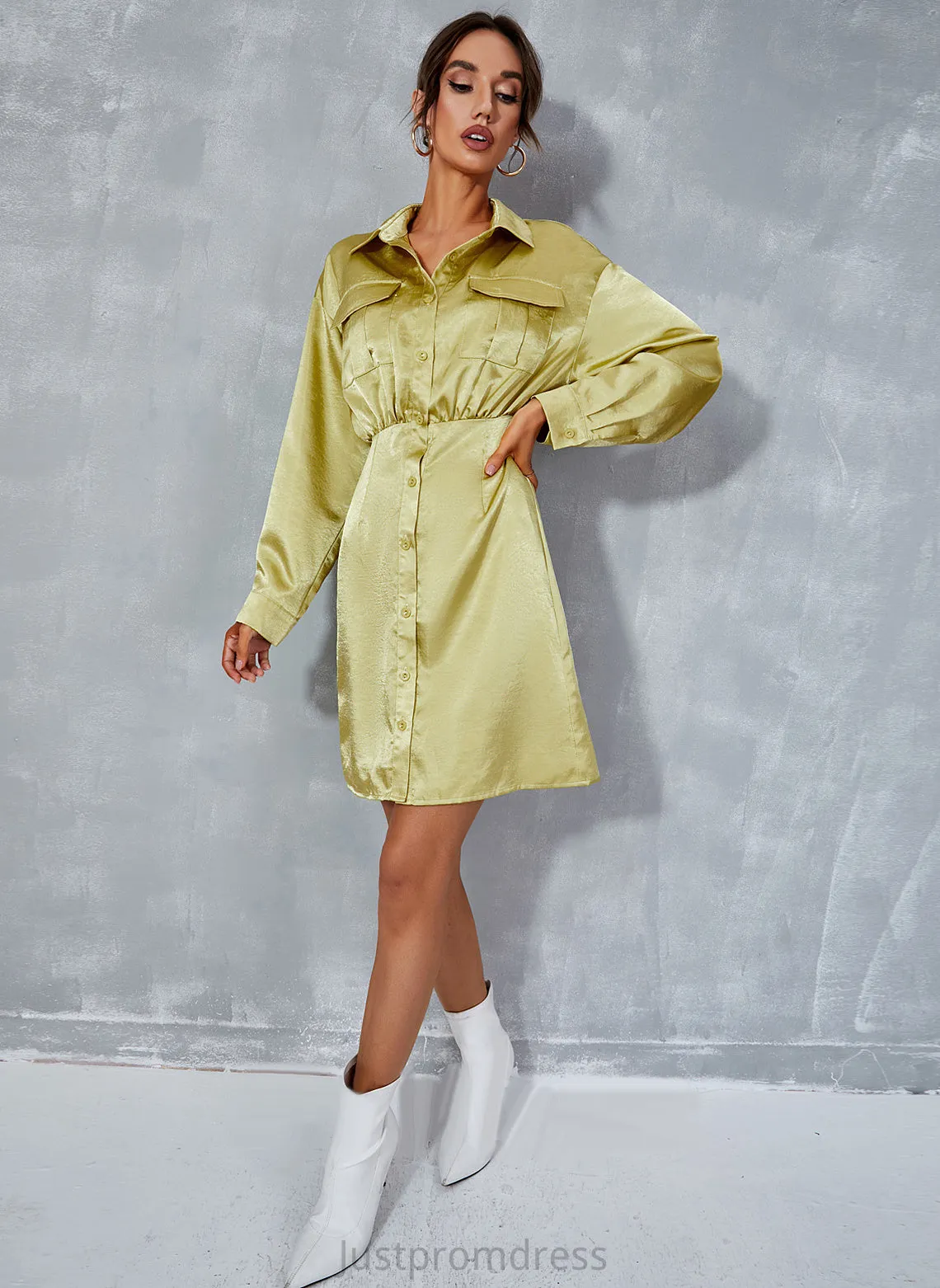 Mini Club Dresses V-Neck Phoenix Dresses A-line Long Casual Polyester Sleeves