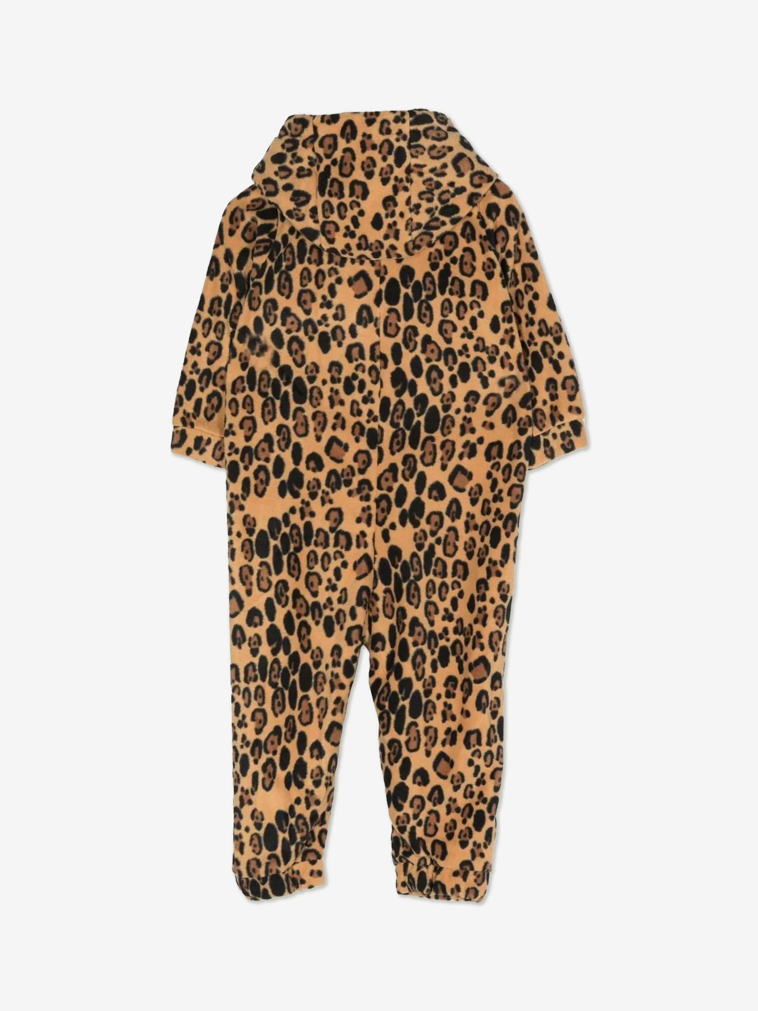 Mini Rodini Baby Girls Leopard Fleece Onesie in Brown