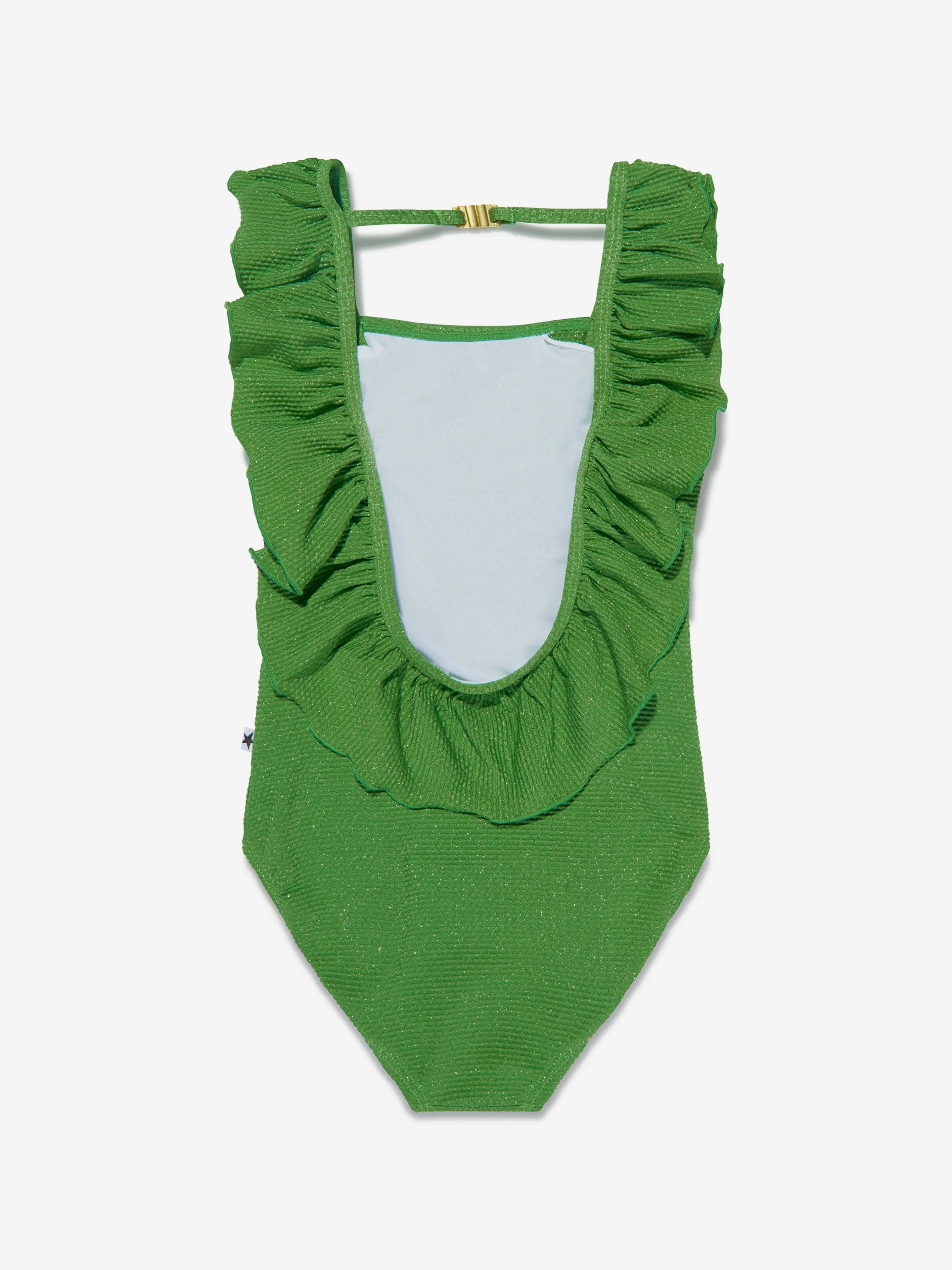 Molo Girls Ruffle Shoulder Nathalie Swimsuit In Green