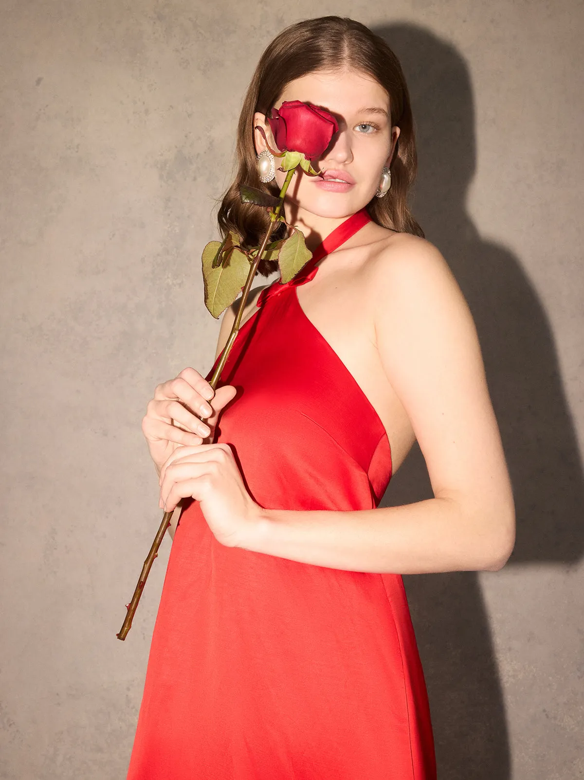 Morgan Red Satin Mini Dress