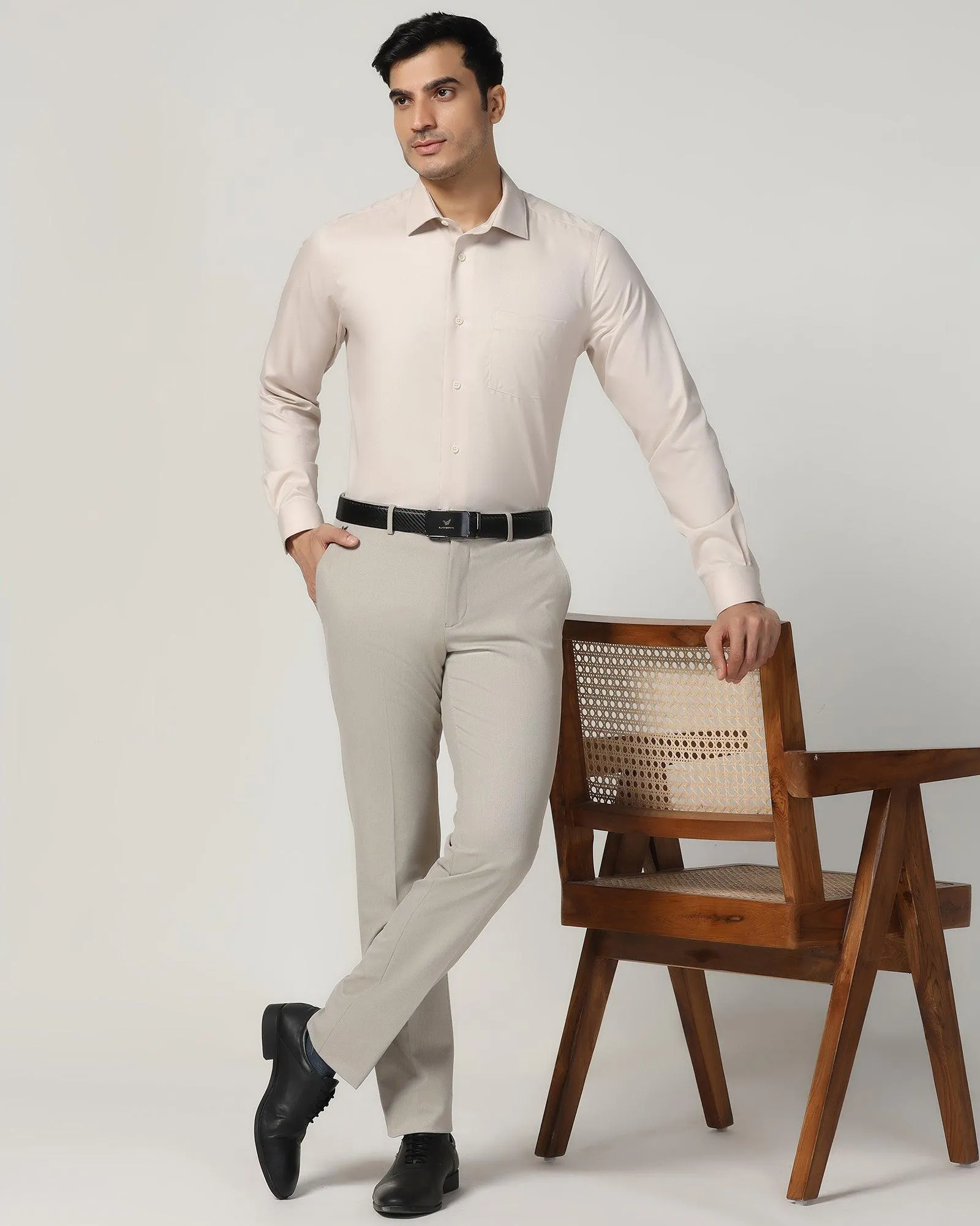 Non Iron Formal Tan Textured Shirt - P31