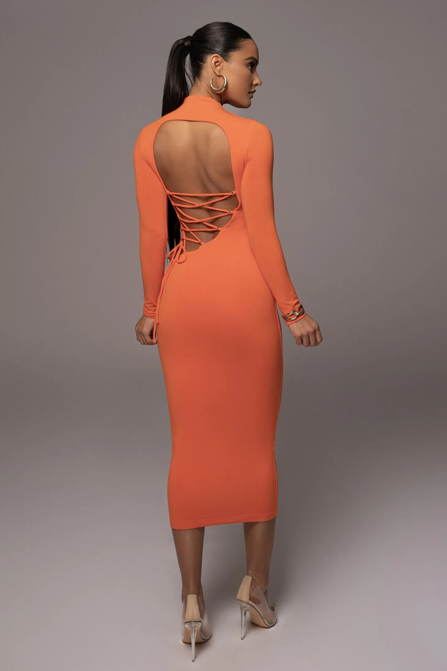 Orange Shaye Mock Neck Dress