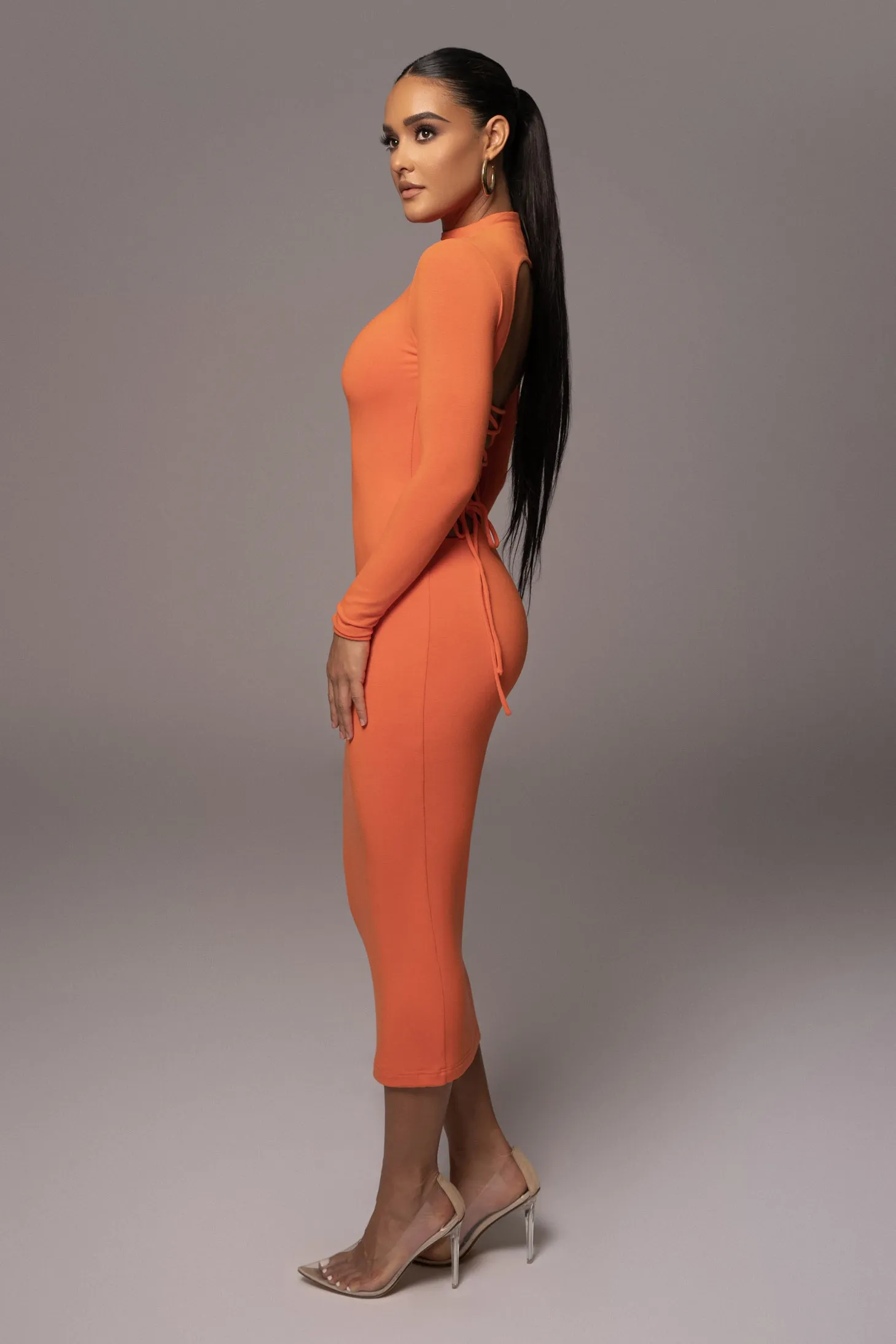 Orange Shaye Mock Neck Dress