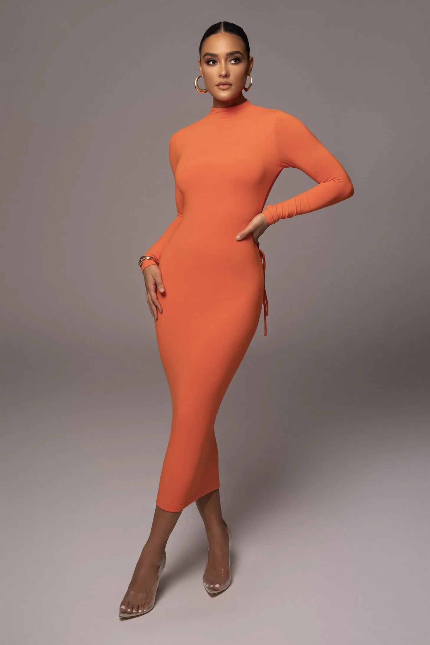 Orange Shaye Mock Neck Dress