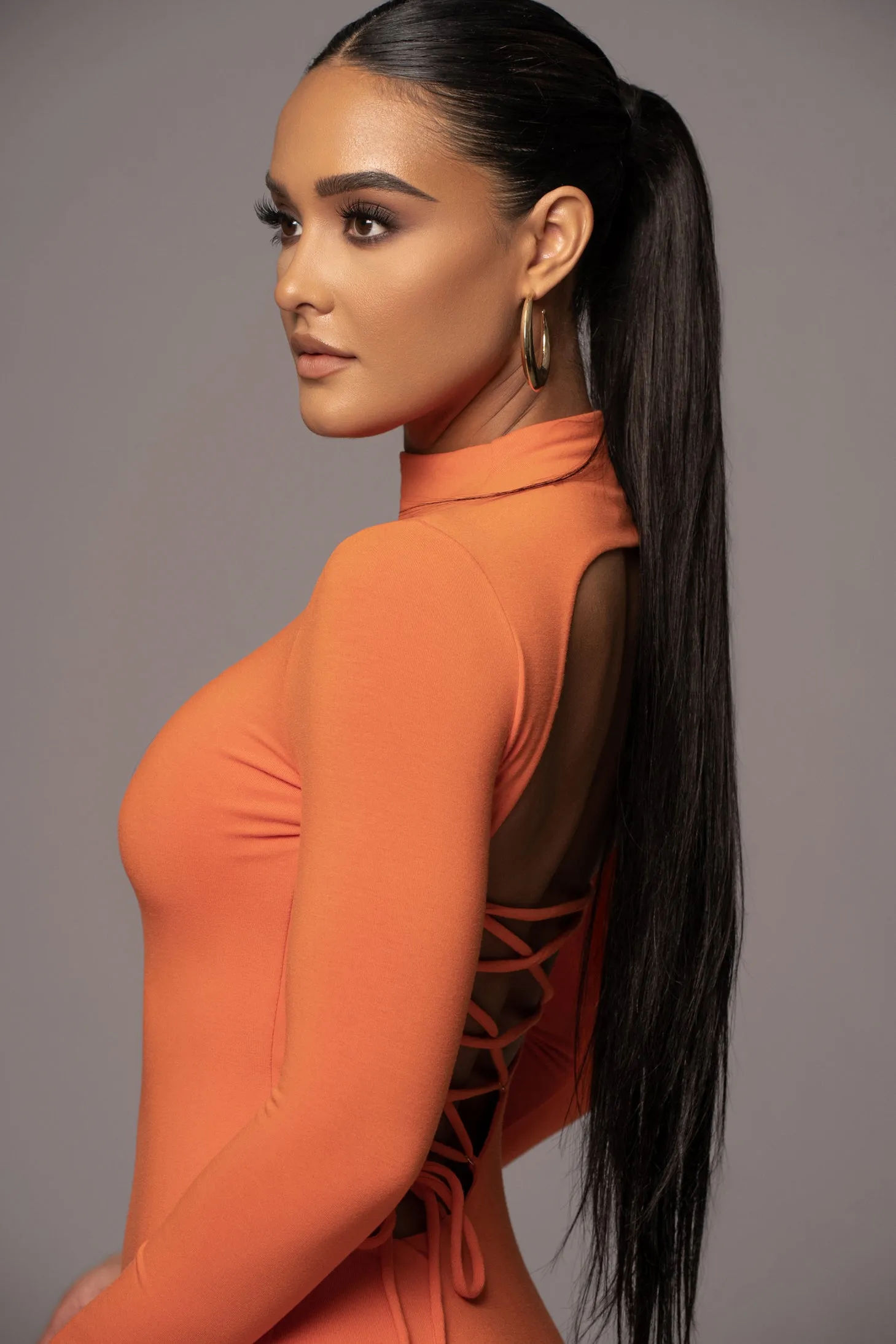 Orange Shaye Mock Neck Dress