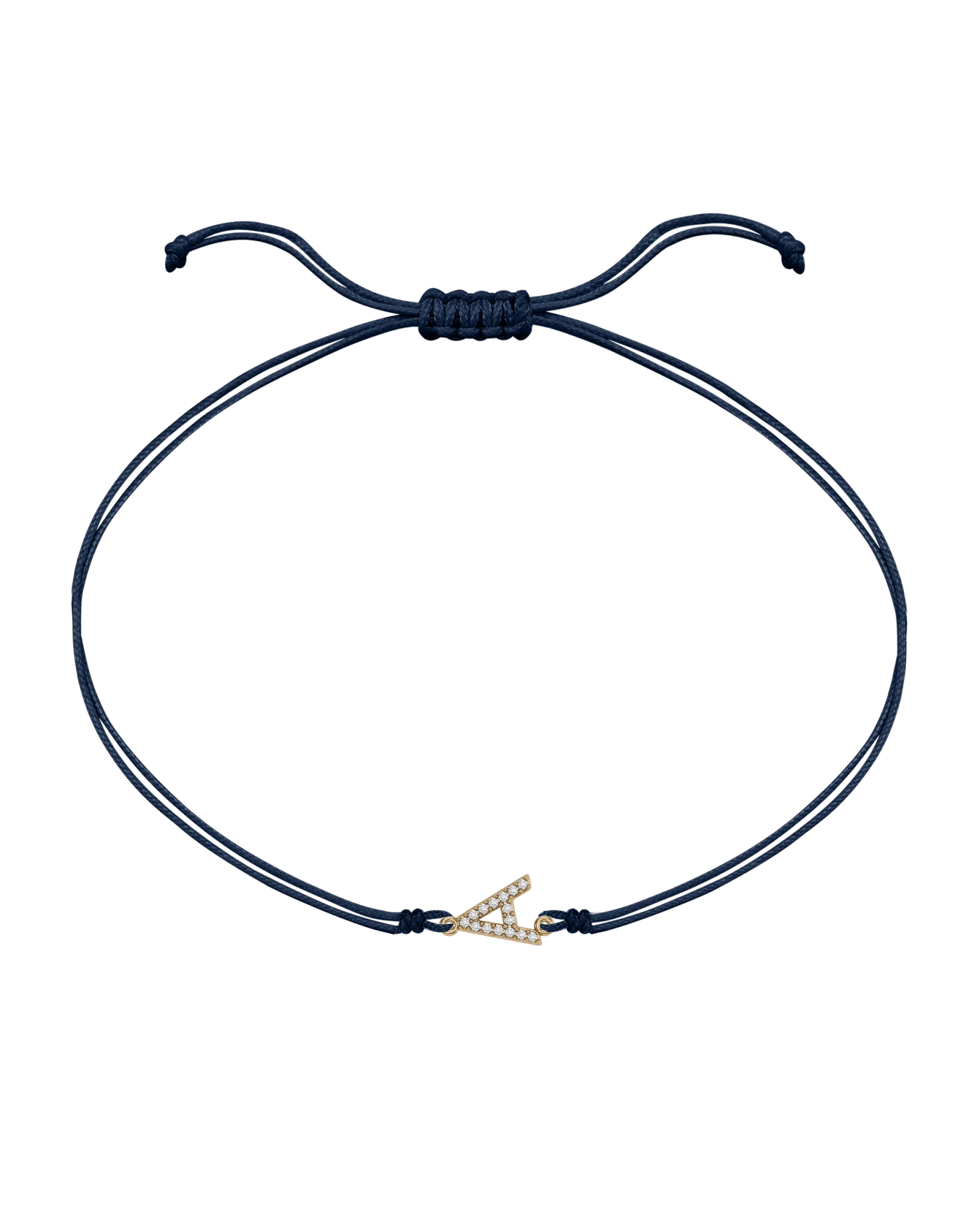 Paved Diamond Initial String of Love - 14K Yellow Gold
