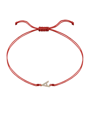 Paved Diamond Initial String of Love - 14K Yellow Gold