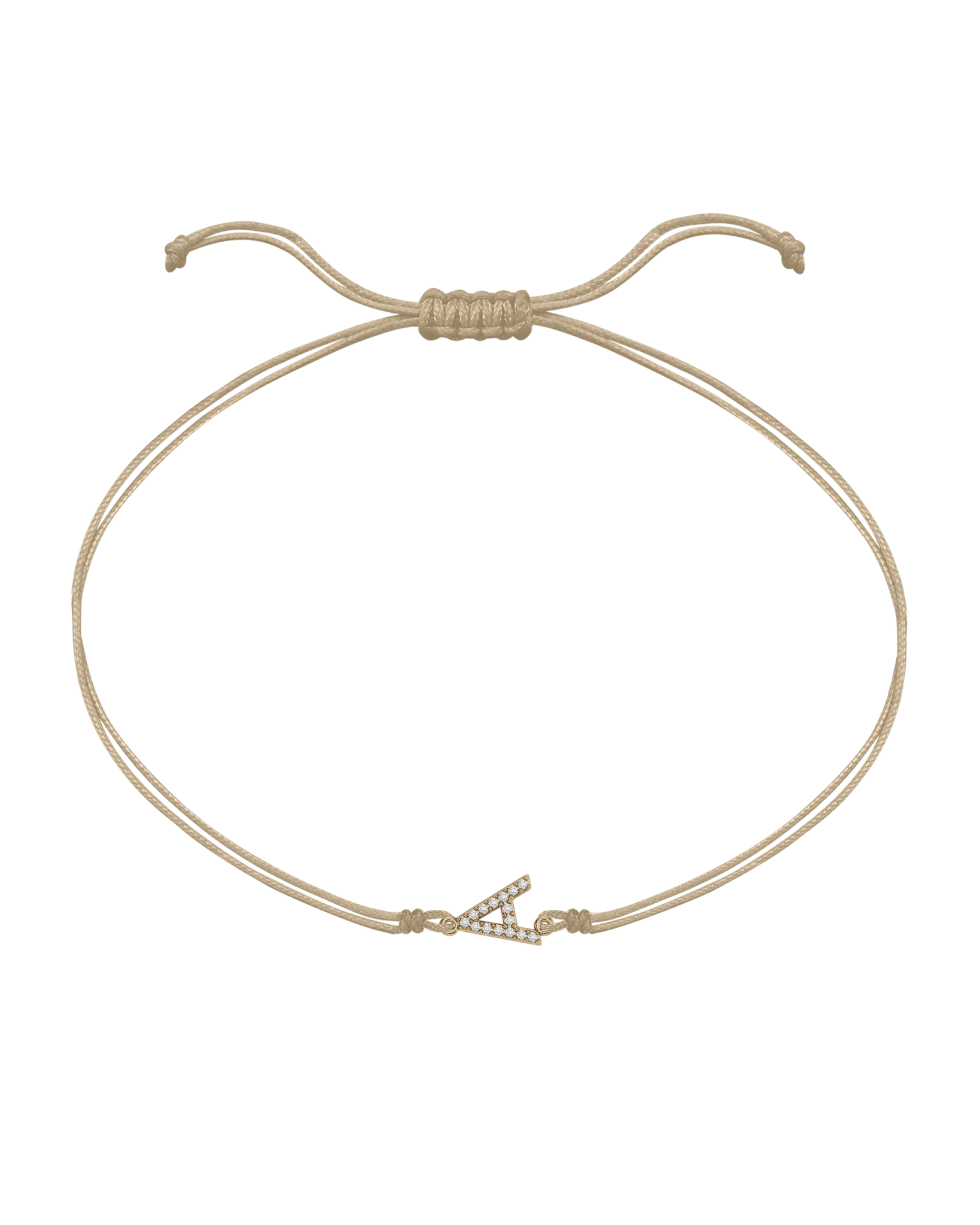 Paved Diamond Initial String of Love - 14K Yellow Gold