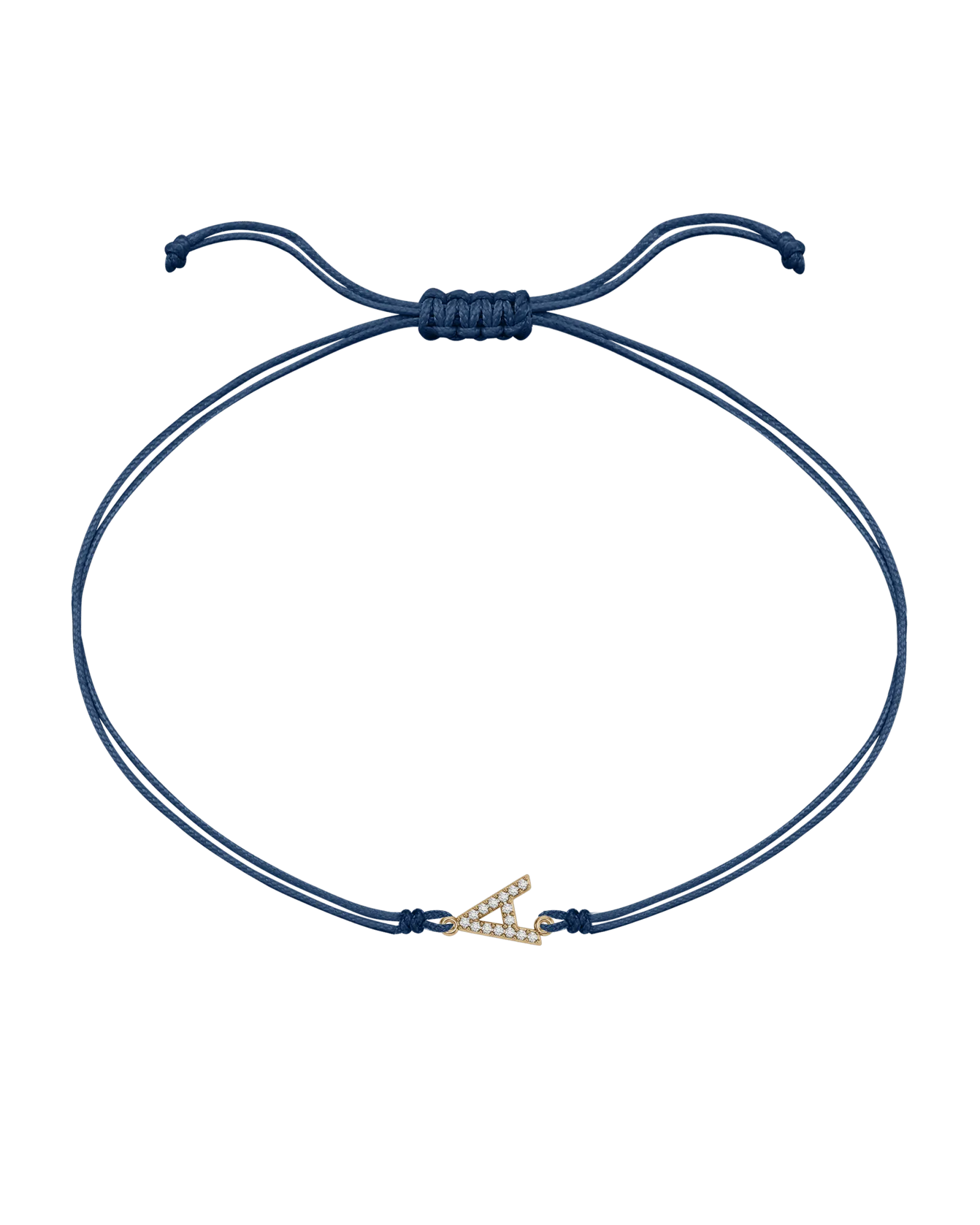 Paved Diamond Initial String of Love - 14K Yellow Gold