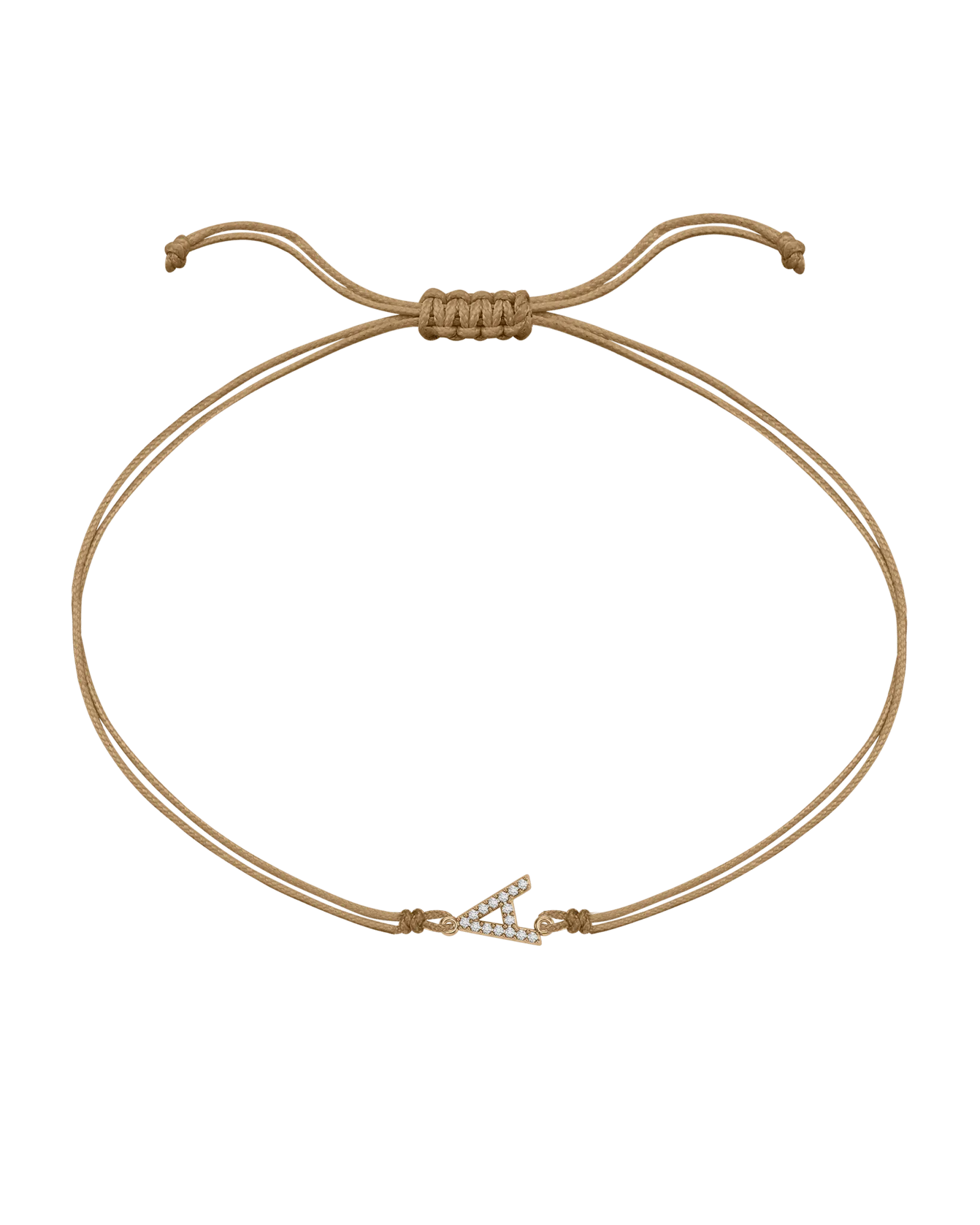 Paved Diamond Initial String of Love - 14K Yellow Gold