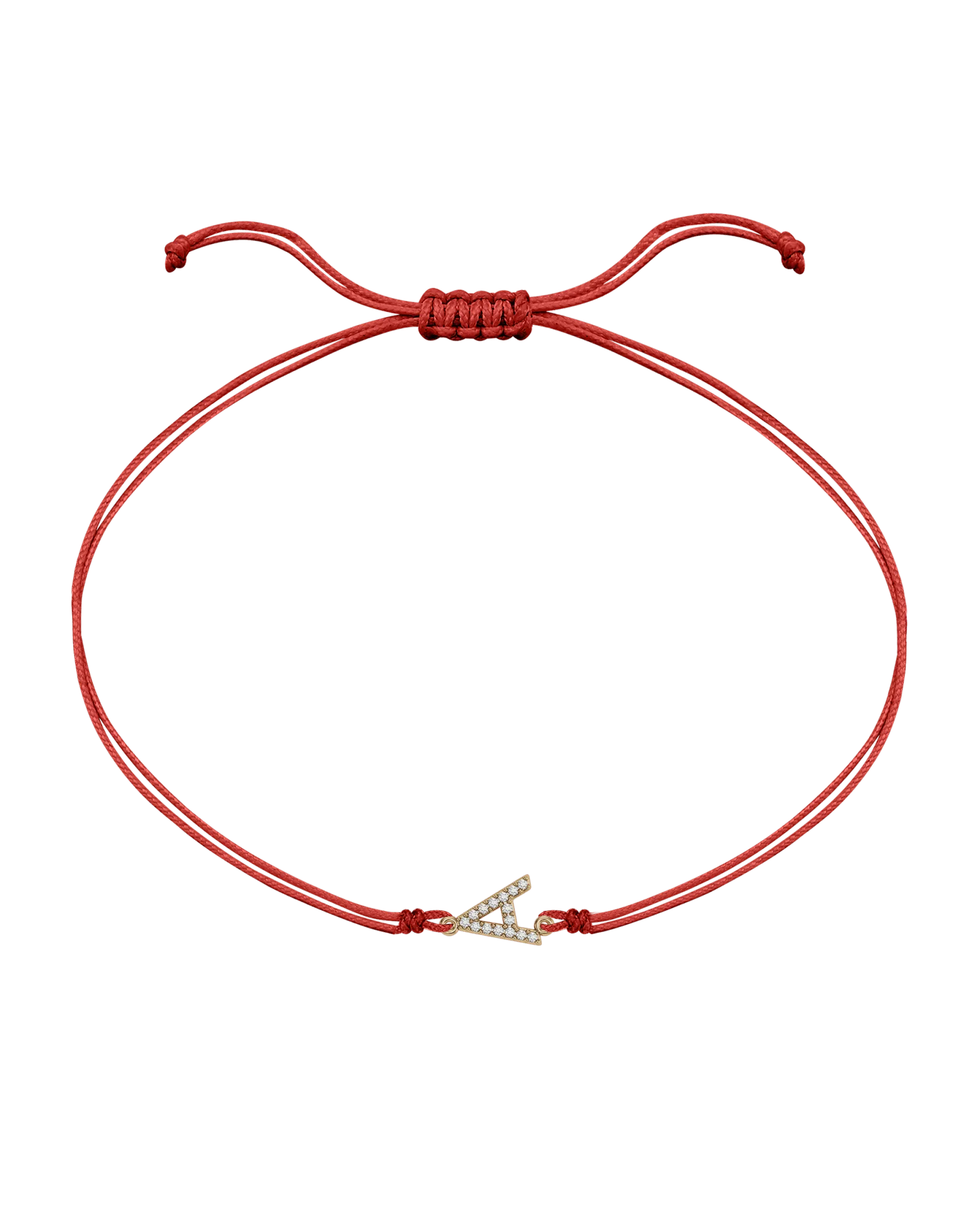 Paved Diamond Initial String of Love - 14K Yellow Gold