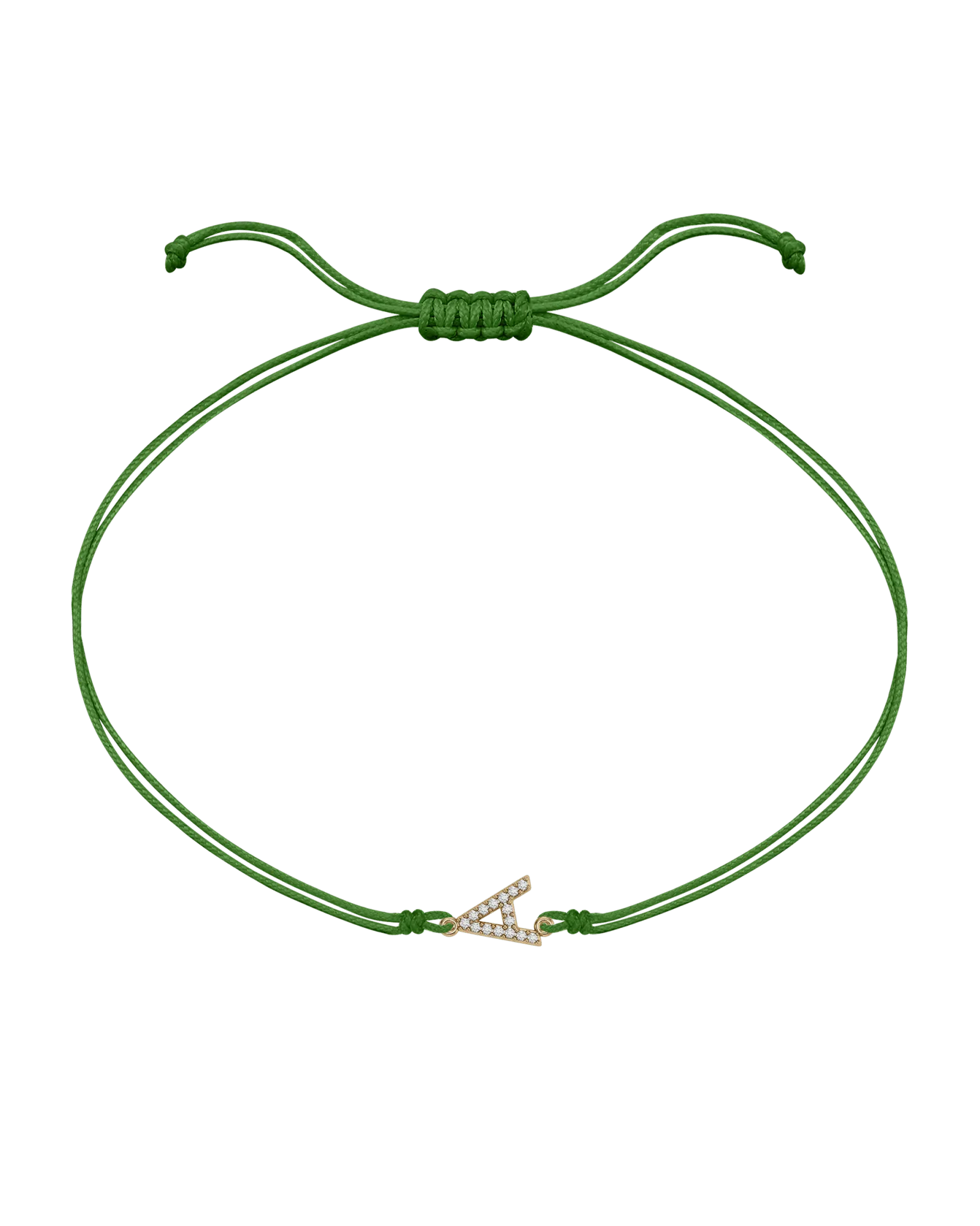 Paved Diamond Initial String of Love - 14K Yellow Gold