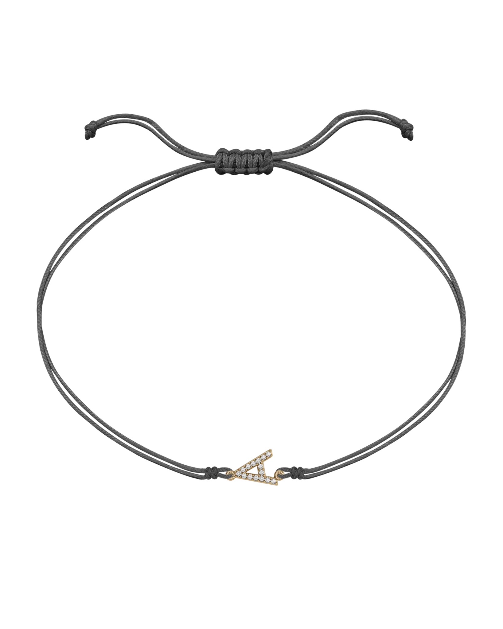 Paved Diamond Initial String of Love - 14K Yellow Gold