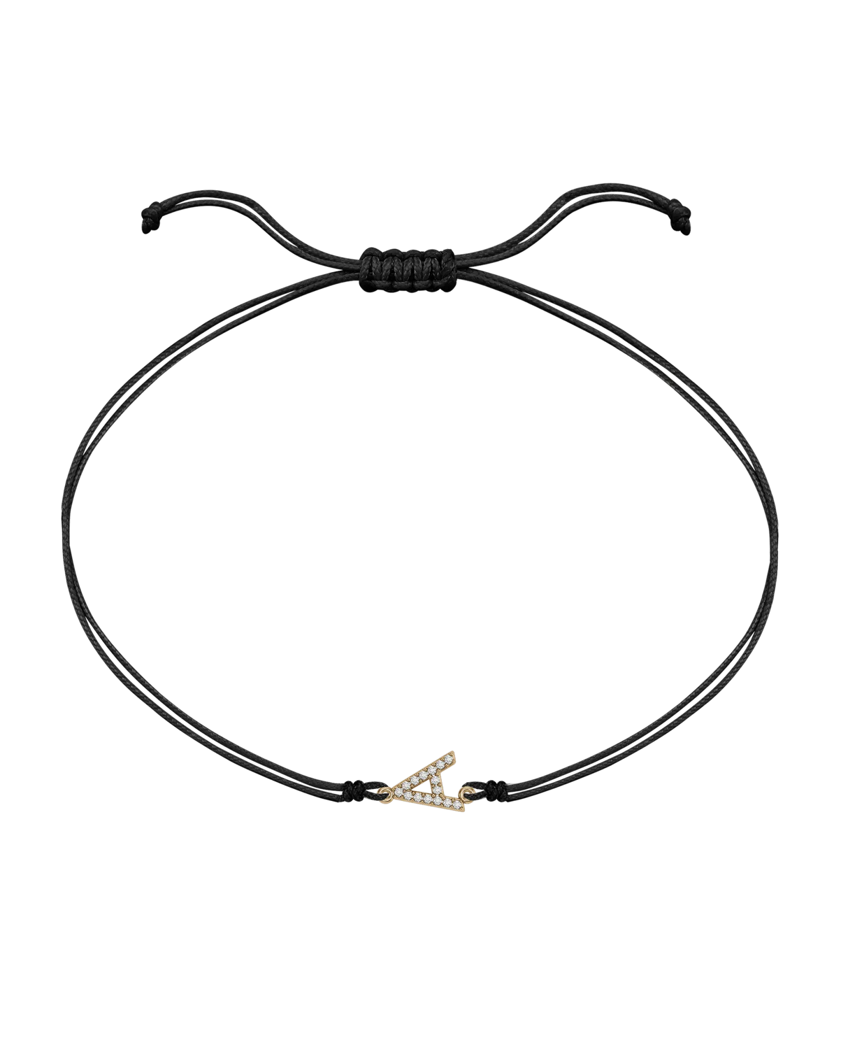 Paved Diamond Initial String of Love - 14K Yellow Gold