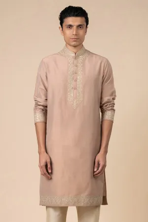 Pink Kurta Set With Embroidery Detailing
