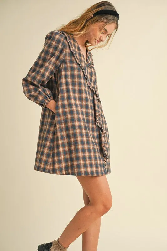 Plaid Ruffle Front Dress FINAL SALE
