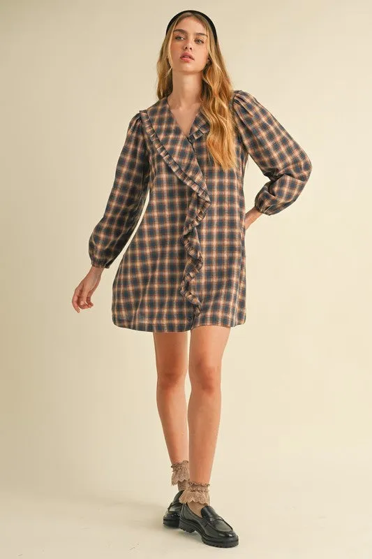 Plaid Ruffle Front Dress FINAL SALE