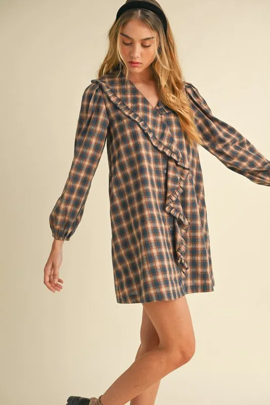 Plaid Ruffle Front Dress FINAL SALE