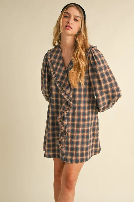 Plaid Ruffle Front Dress FINAL SALE