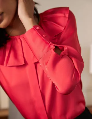 Pleated Collar Boxy Top-Poppadew