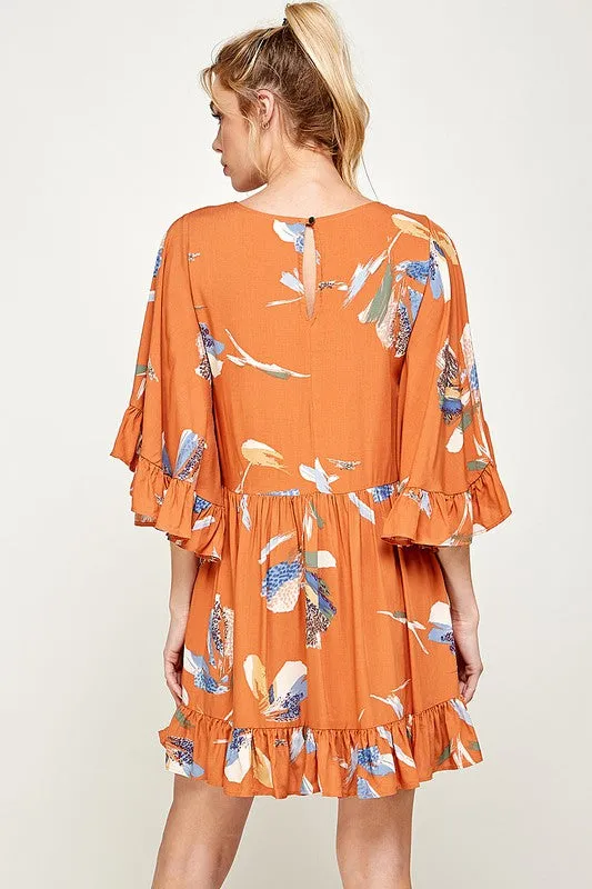 Printed Ruffled Dress