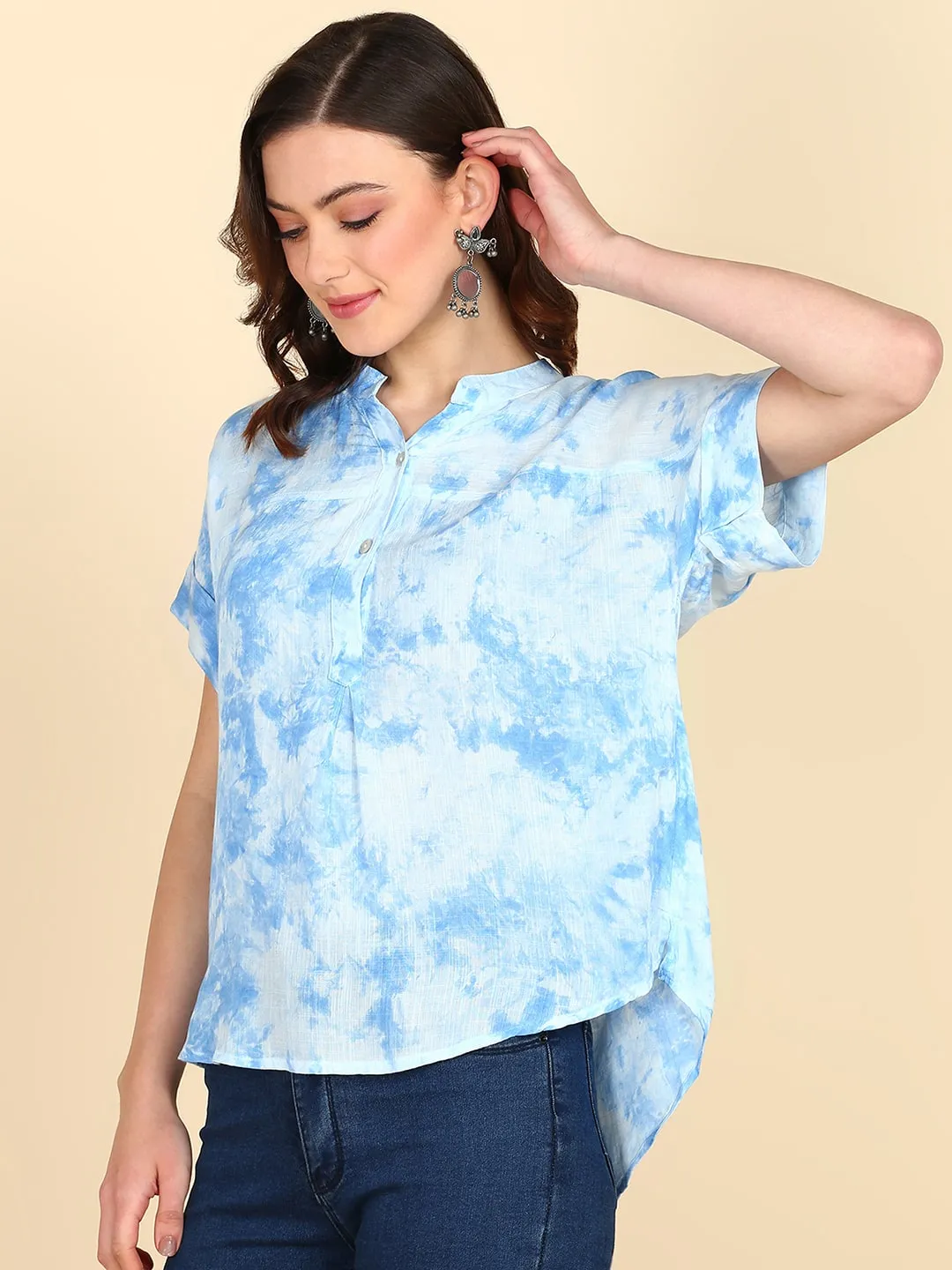 Rayon tie dye Light Blue Slub Top