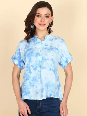 Rayon tie dye Light Blue Slub Top