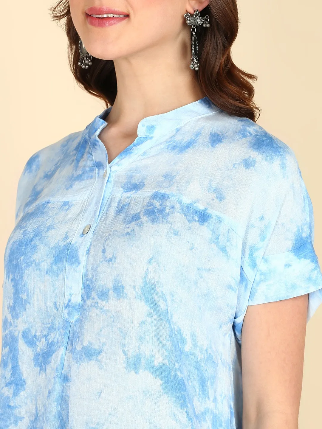 Rayon tie dye Light Blue Slub Top